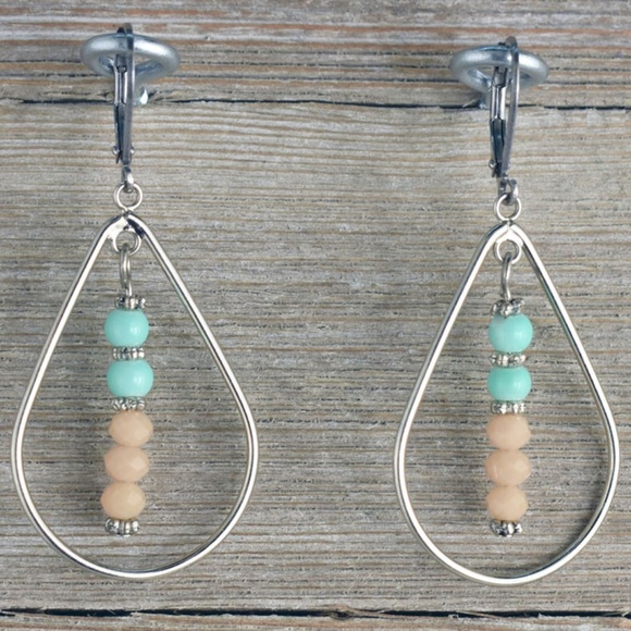 Faceted Glass & Sea Sediment Jasper Necklace Set - Picture 2 of 5